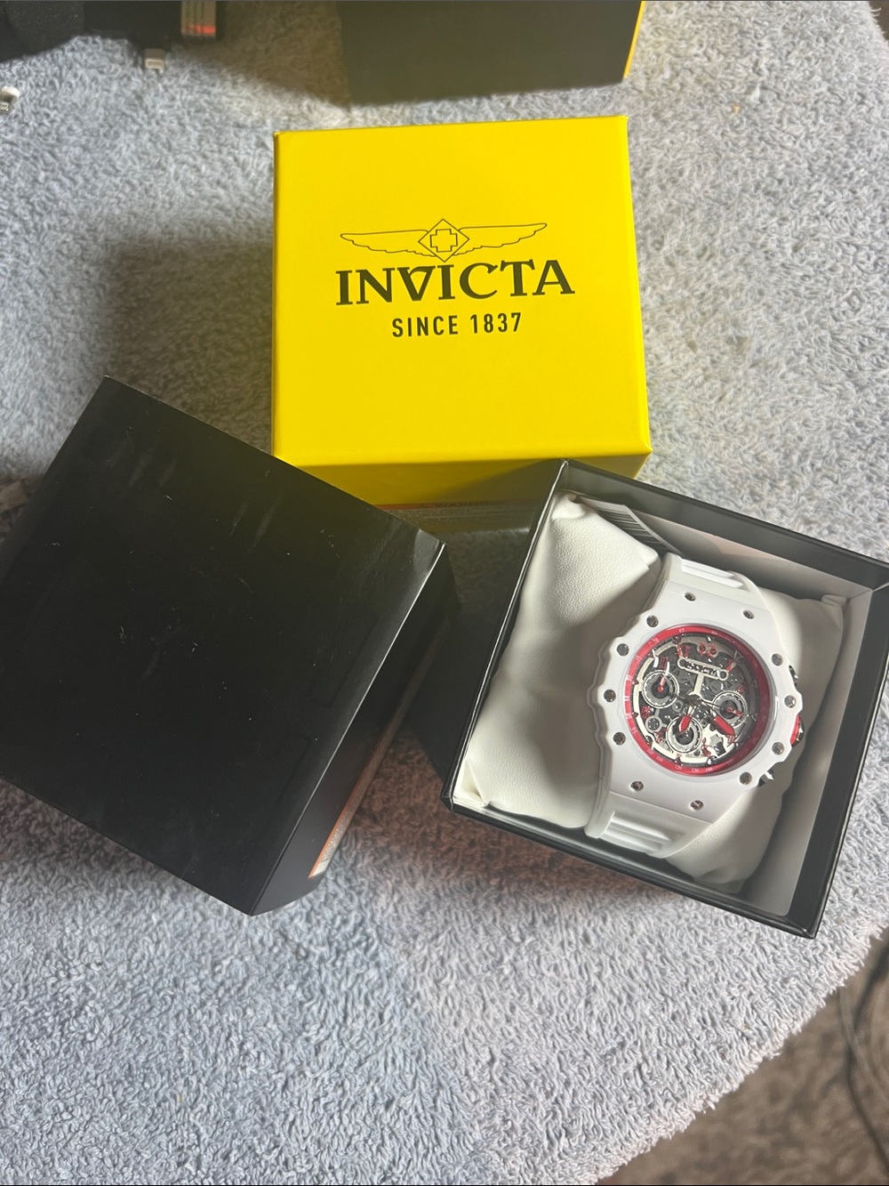 Invicta White Watch with Red Accent Chronograph Dial